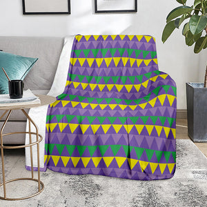 Geometric Mardi Gras Pattern Print Blanket