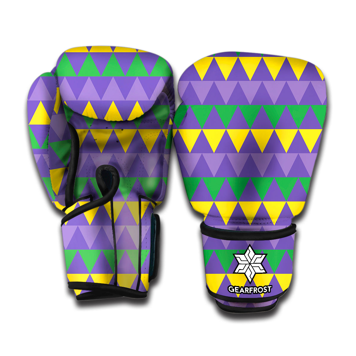 Geometric Mardi Gras Pattern Print Boxing Gloves