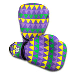 Geometric Mardi Gras Pattern Print Boxing Gloves