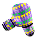 Geometric Mardi Gras Pattern Print Boxing Gloves