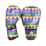 Geometric Mardi Gras Pattern Print Boxing Gloves