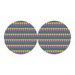 Geometric Mardi Gras Pattern Print Car Coasters
