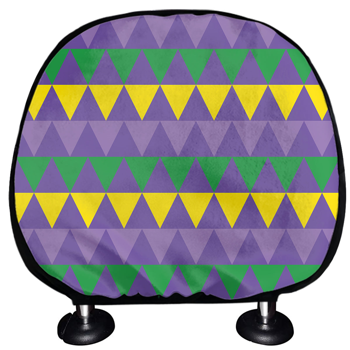 Geometric Mardi Gras Pattern Print Car Headrest Covers