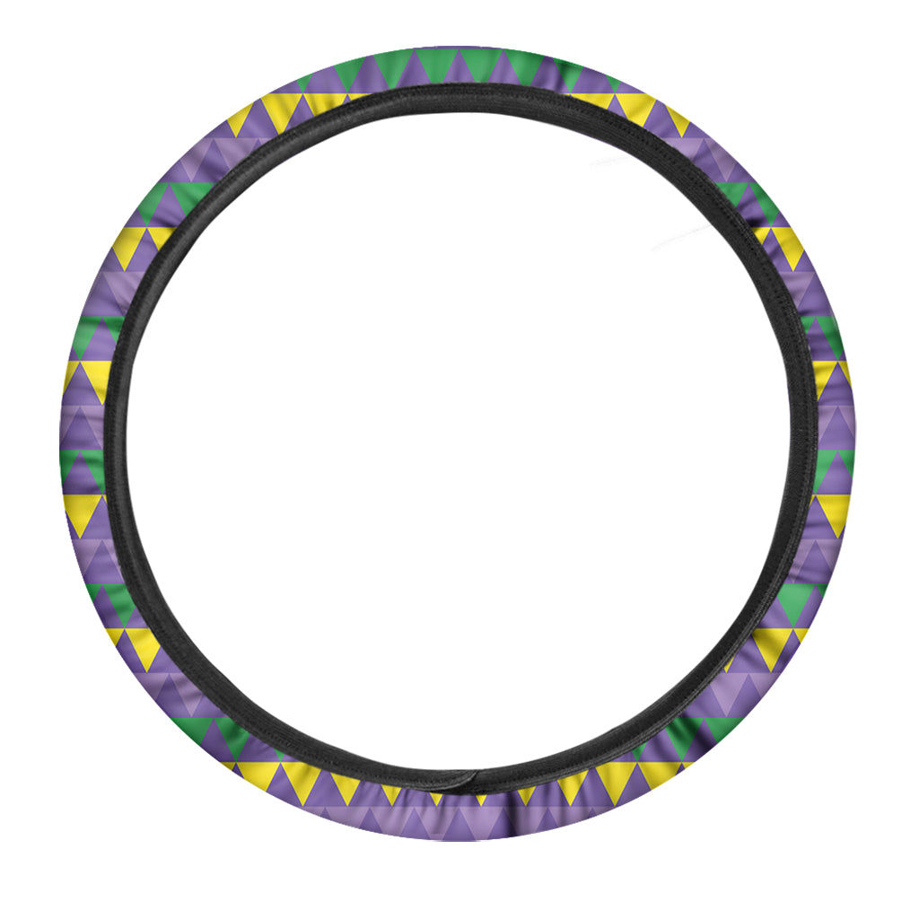 Geometric Mardi Gras Pattern Print Car Steering Wheel Cover