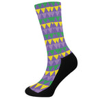 Geometric Mardi Gras Pattern Print Crew Socks