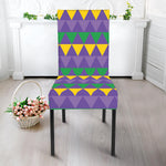 Geometric Mardi Gras Pattern Print Dining Chair Slipcover