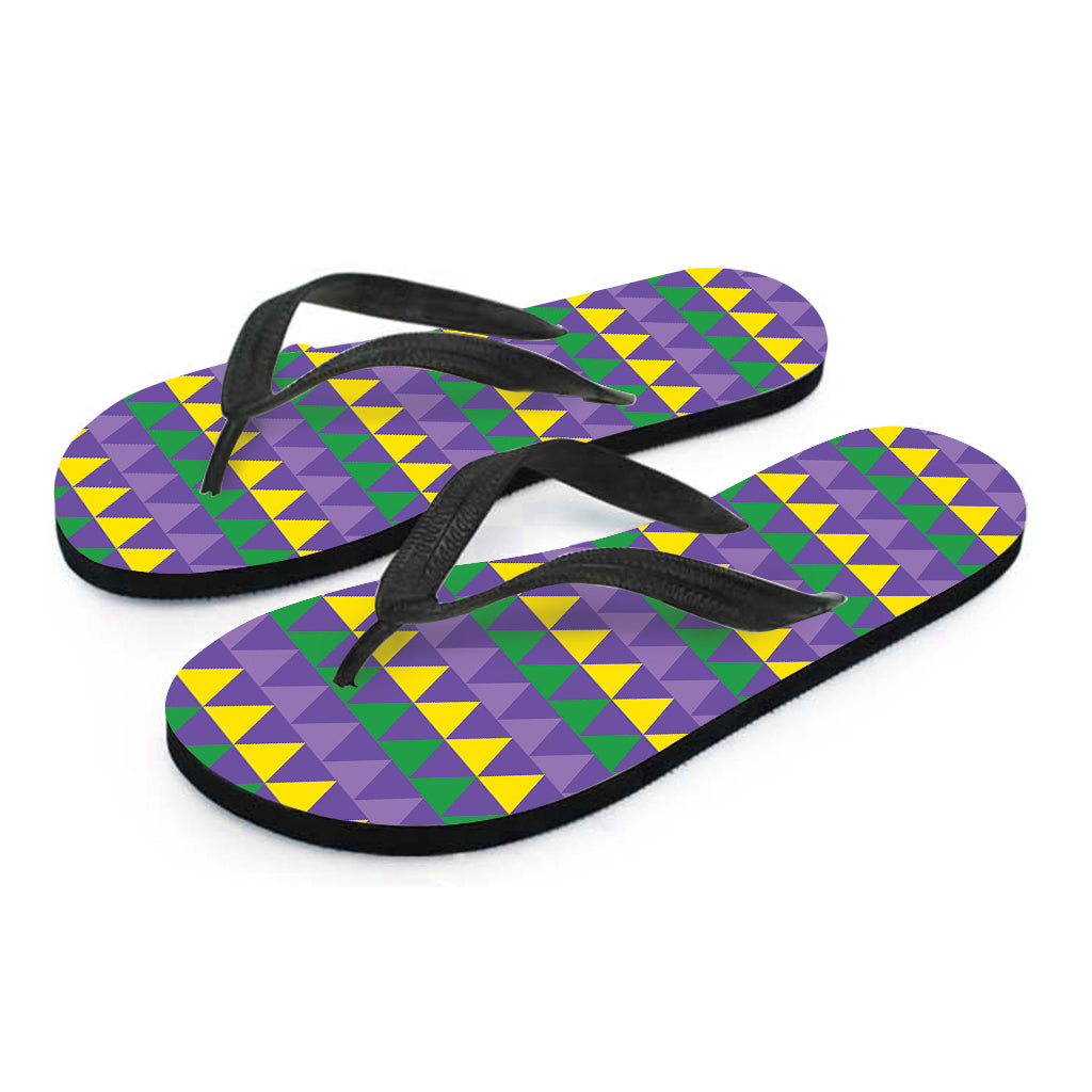 Geometric Mardi Gras Pattern Print Flip Flops