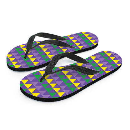 Geometric Mardi Gras Pattern Print Flip Flops