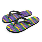 Geometric Mardi Gras Pattern Print Flip Flops