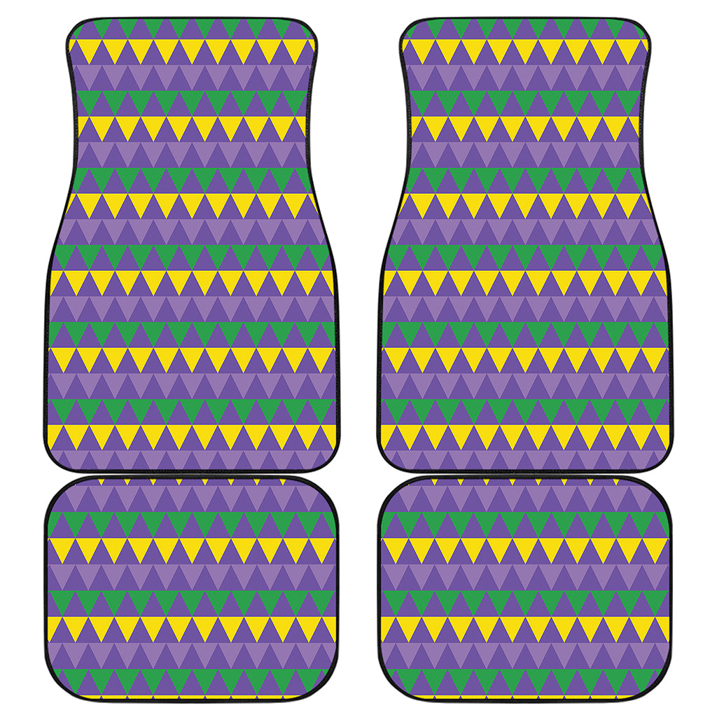 Geometric Mardi Gras Pattern Print Front and Back Car Floor Mats