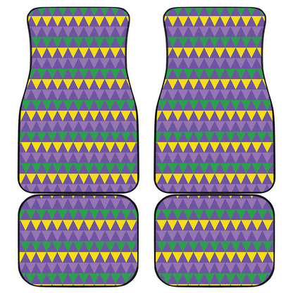 Geometric Mardi Gras Pattern Print Front and Back Car Floor Mats