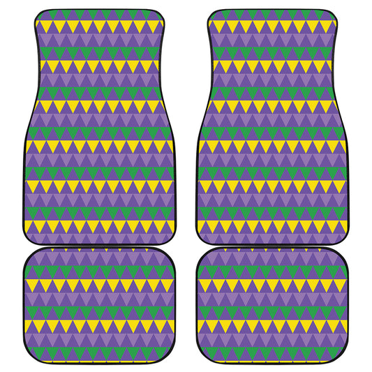 Geometric Mardi Gras Pattern Print Front and Back Car Floor Mats