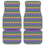 Geometric Mardi Gras Pattern Print Front and Back Car Floor Mats