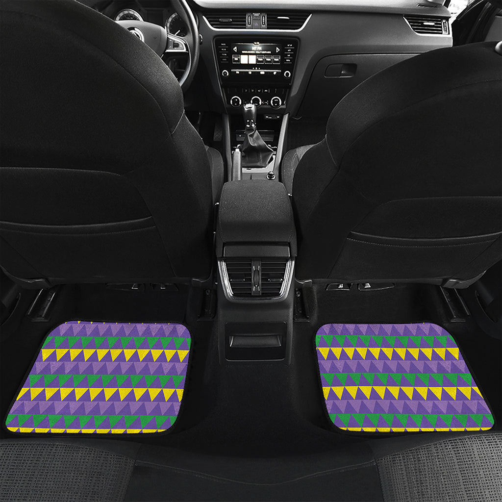 Geometric Mardi Gras Pattern Print Front and Back Car Floor Mats