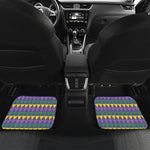 Geometric Mardi Gras Pattern Print Front and Back Car Floor Mats