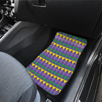 Geometric Mardi Gras Pattern Print Front and Back Car Floor Mats