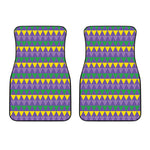 Geometric Mardi Gras Pattern Print Front Car Floor Mats