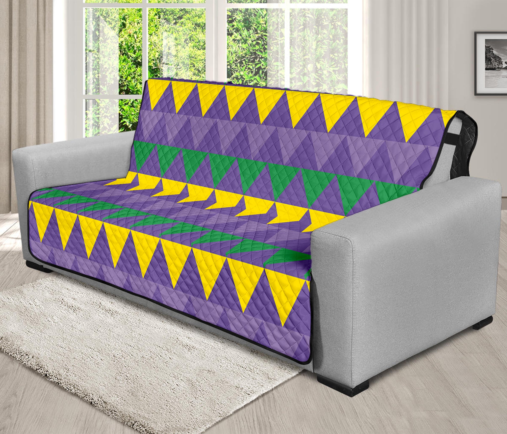 Geometric Mardi Gras Pattern Print Futon Protector