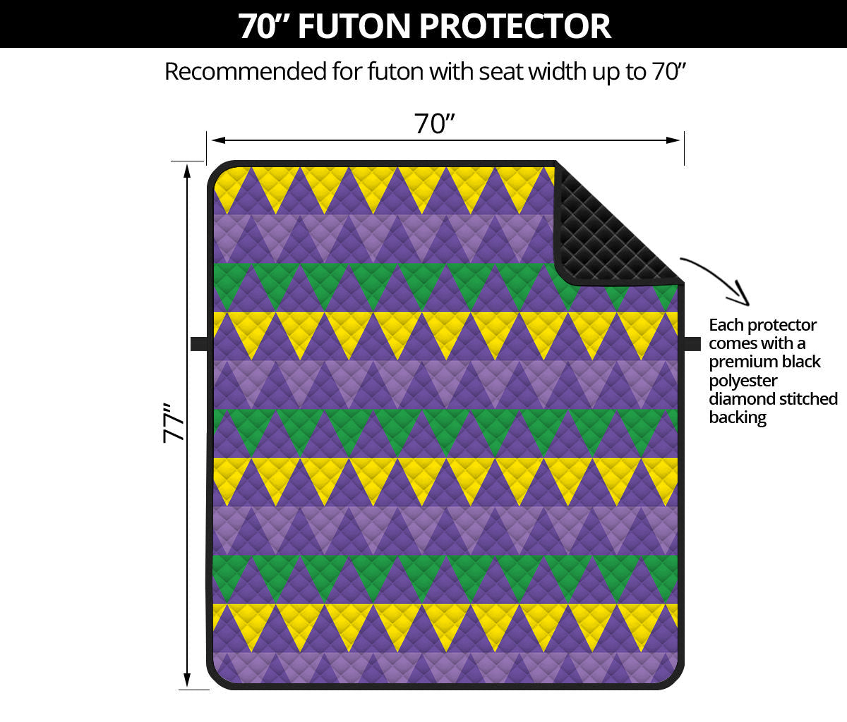 Geometric Mardi Gras Pattern Print Futon Protector