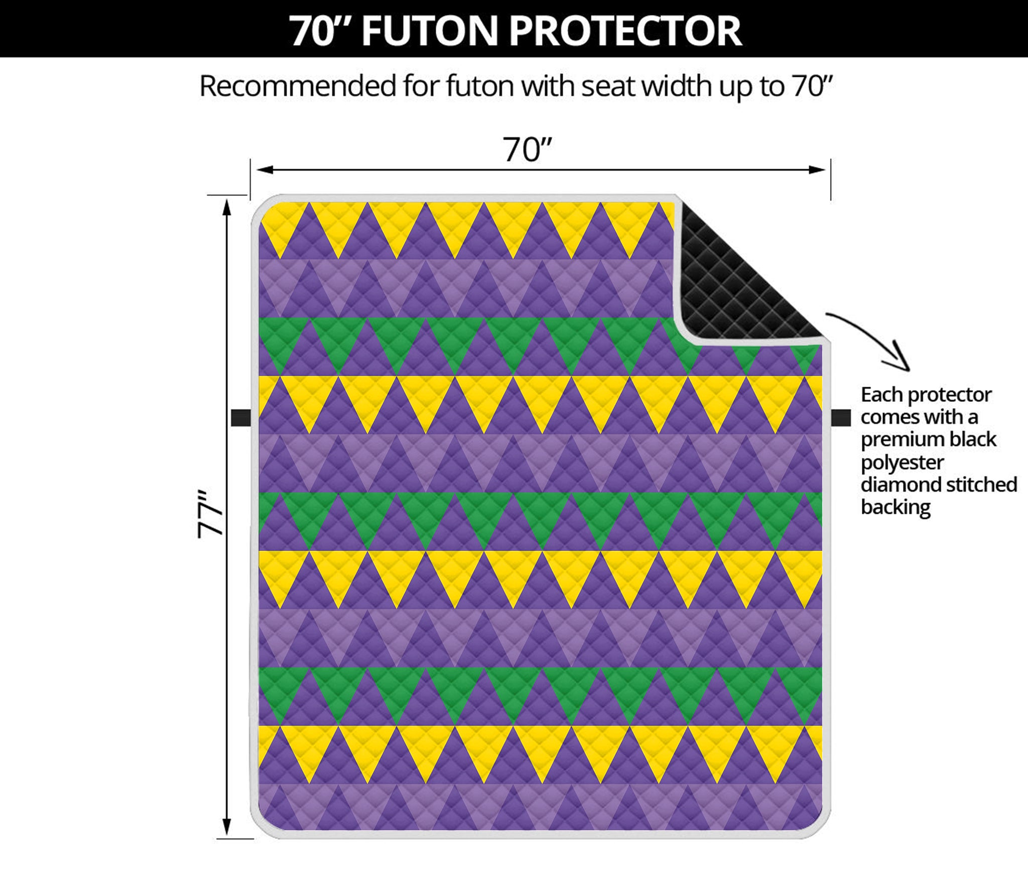 Geometric Mardi Gras Pattern Print Futon Protector