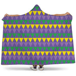 Geometric Mardi Gras Pattern Print Hooded Blanket