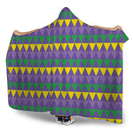 Geometric Mardi Gras Pattern Print Hooded Blanket