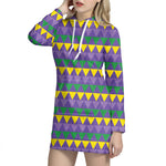 Geometric Mardi Gras Pattern Print Hoodie Dress