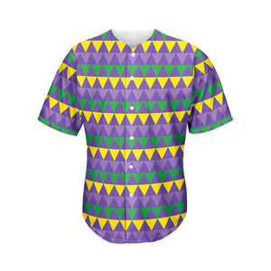 Geometric Mardi Gras Pattern Print Men's Baseball Jersey