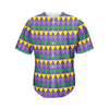 Geometric Mardi Gras Pattern Print Men's Baseball Jersey