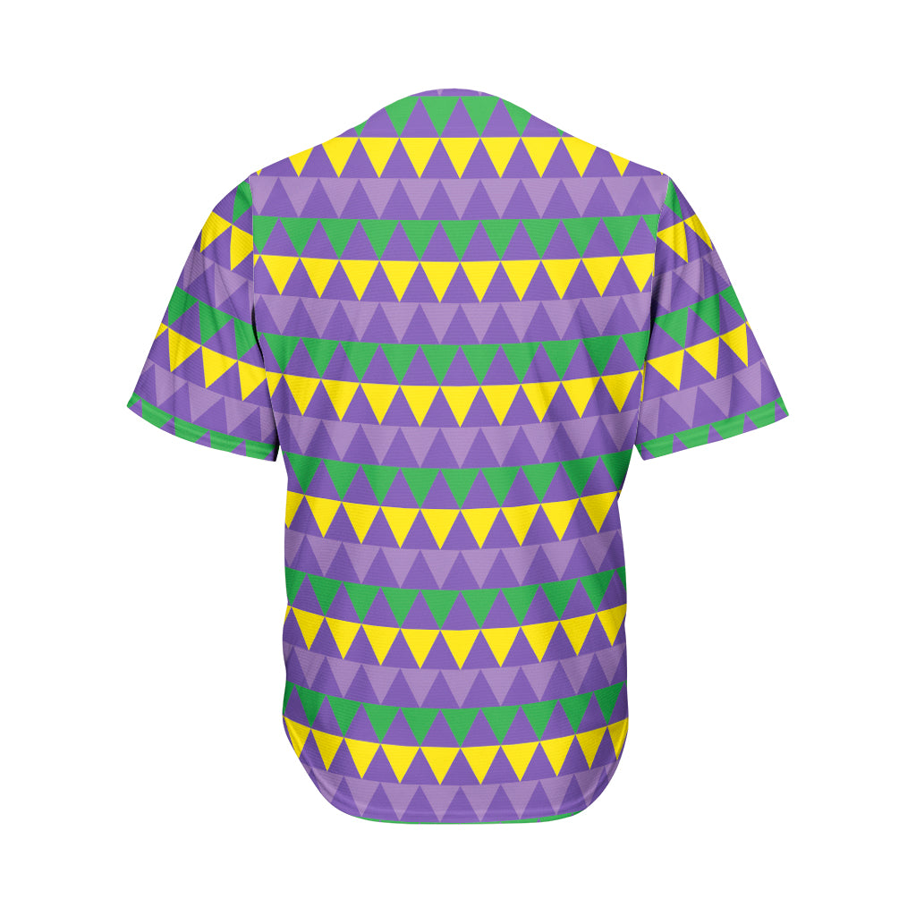 Geometric Mardi Gras Pattern Print Men's Baseball Jersey