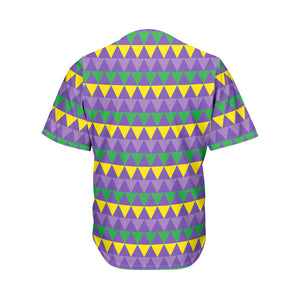 Geometric Mardi Gras Pattern Print Men's Baseball Jersey