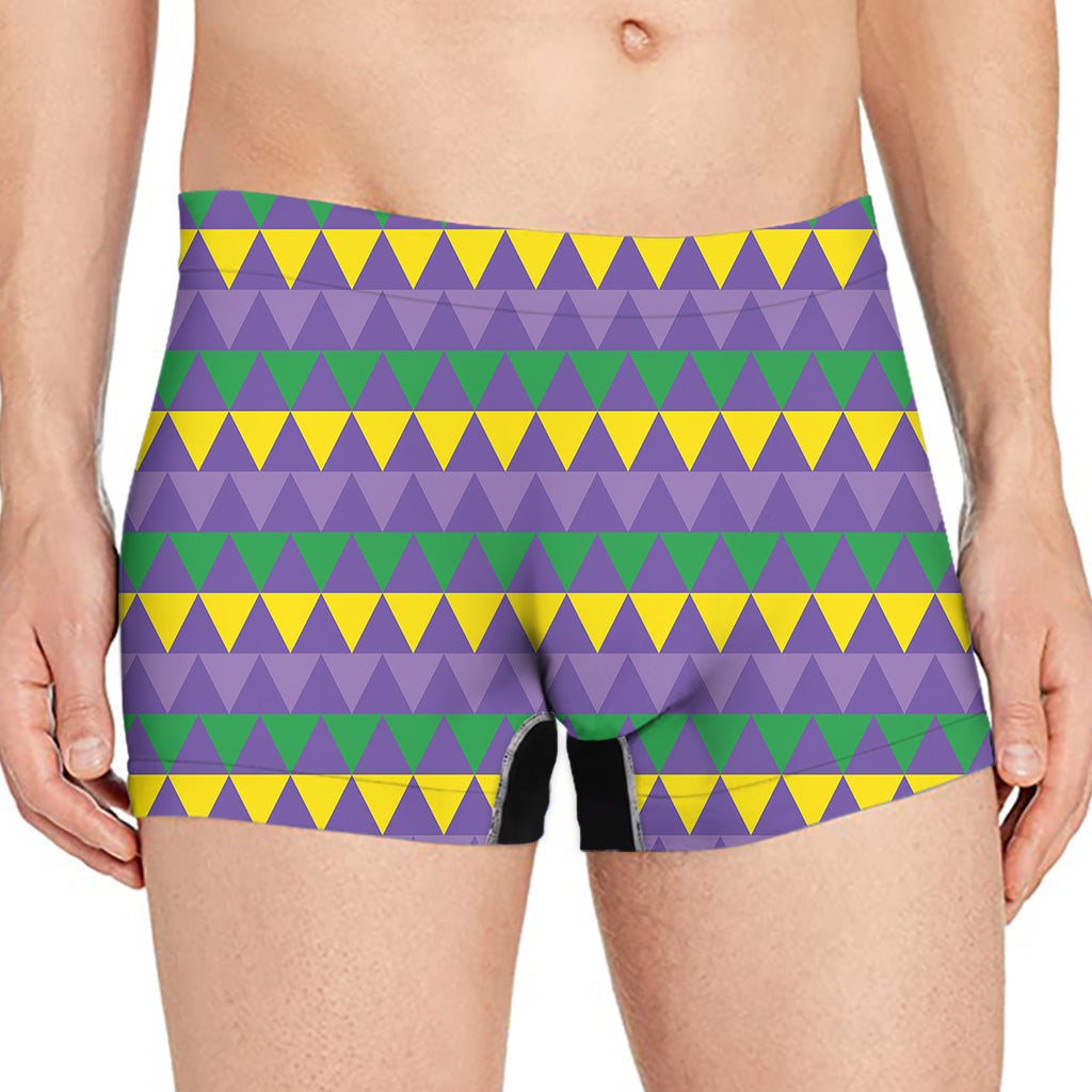 Geometric Mardi Gras Pattern Print Men's Boxer Briefs