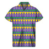 Geometric Mardi Gras Pattern Print Men's Short Sleeve Shirt