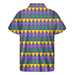 Geometric Mardi Gras Pattern Print Men's Short Sleeve Shirt