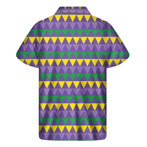 Geometric Mardi Gras Pattern Print Men's Short Sleeve Shirt