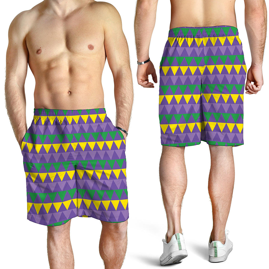 Geometric Mardi Gras Pattern Print Men's Shorts