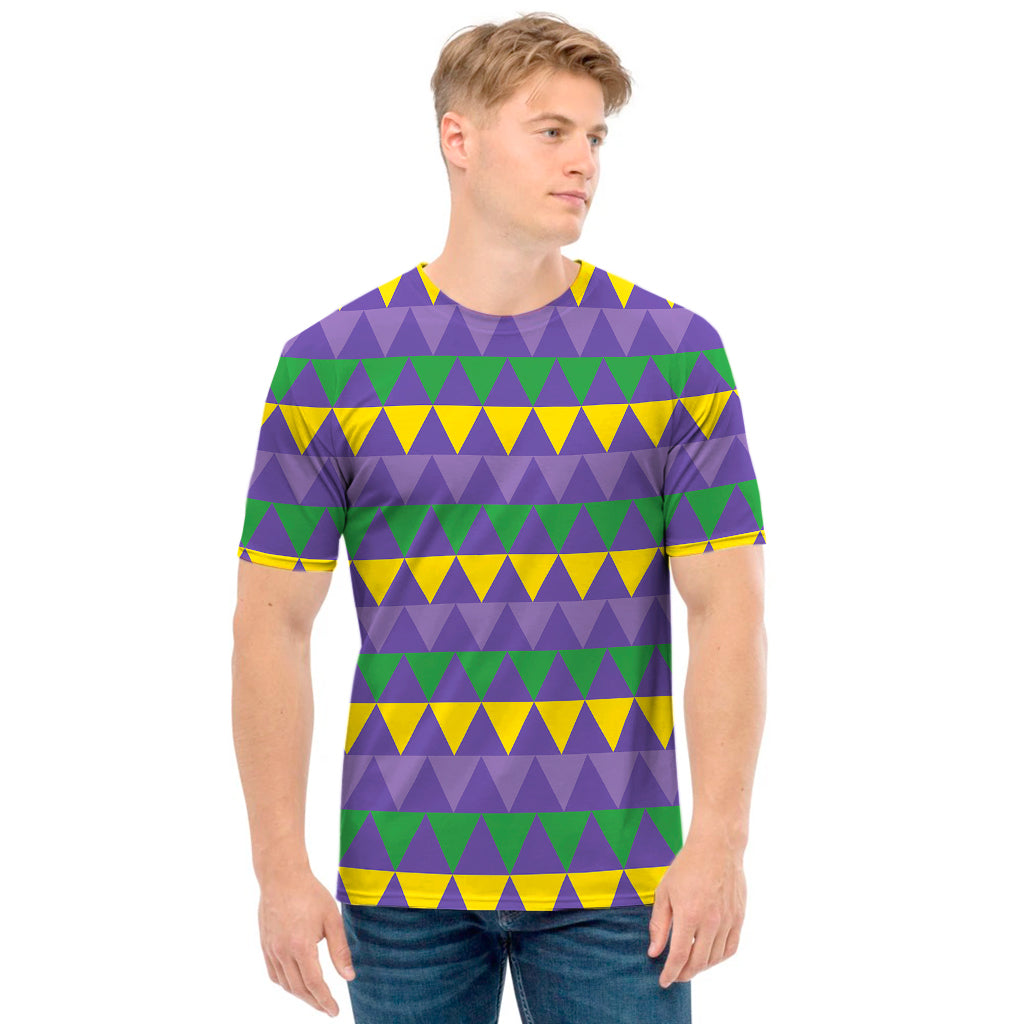 Geometric Mardi Gras Pattern Print Men's T-Shirt