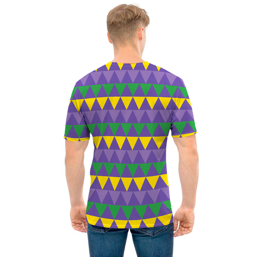 Geometric Mardi Gras Pattern Print Men's T-Shirt