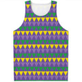 Geometric Mardi Gras Pattern Print Men's Tank Top