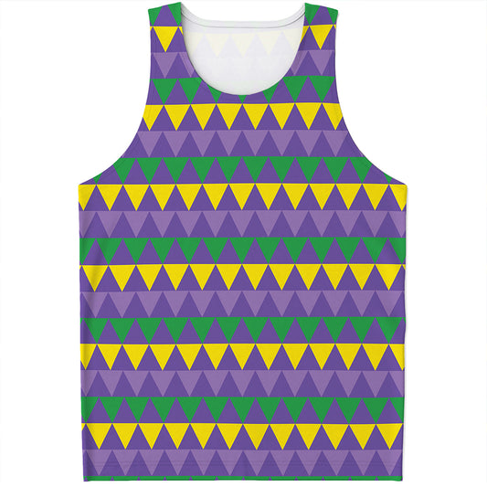Geometric Mardi Gras Pattern Print Men's Tank Top