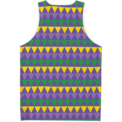 Geometric Mardi Gras Pattern Print Men's Tank Top