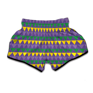 Geometric Mardi Gras Pattern Print Muay Thai Boxing Shorts