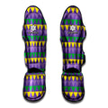 Geometric Mardi Gras Pattern Print Muay Thai Shin Guards