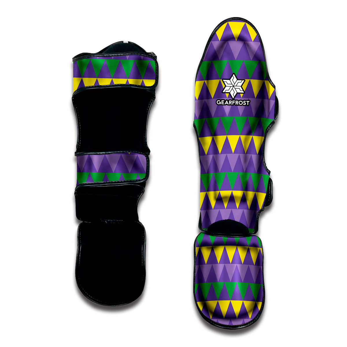 Geometric Mardi Gras Pattern Print Muay Thai Shin Guard