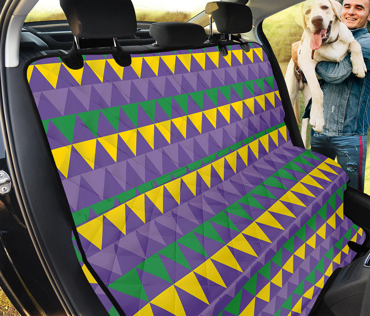 Geometric Mardi Gras Pattern Print Pet Car Back Seat Cover