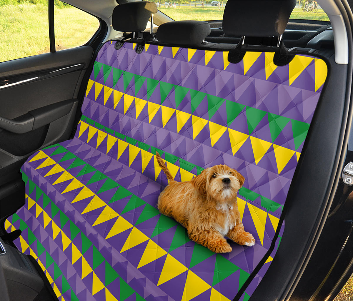 Geometric Mardi Gras Pattern Print Pet Car Back Seat Cover