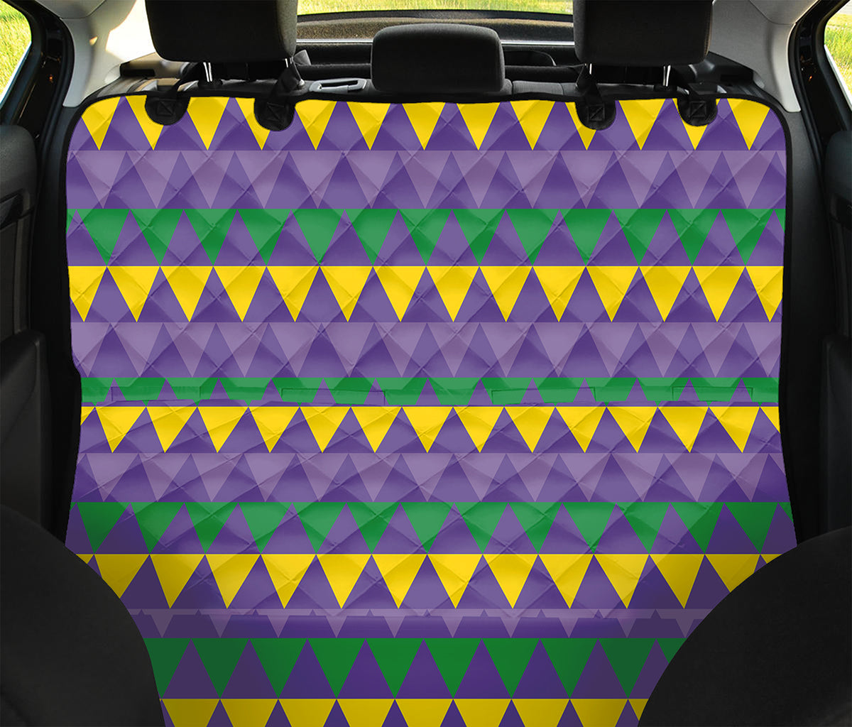 Geometric Mardi Gras Pattern Print Pet Car Back Seat Cover