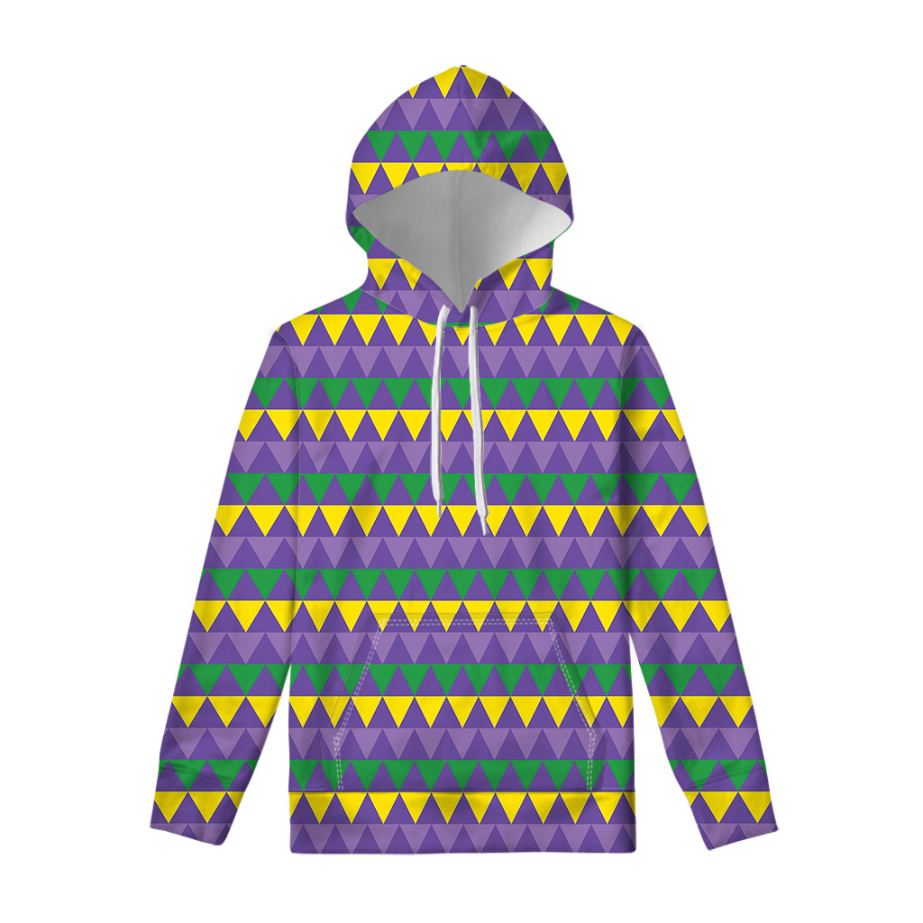 Geometric Mardi Gras Pattern Print Pullover Hoodie