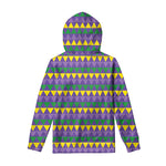 Geometric Mardi Gras Pattern Print Pullover Hoodie