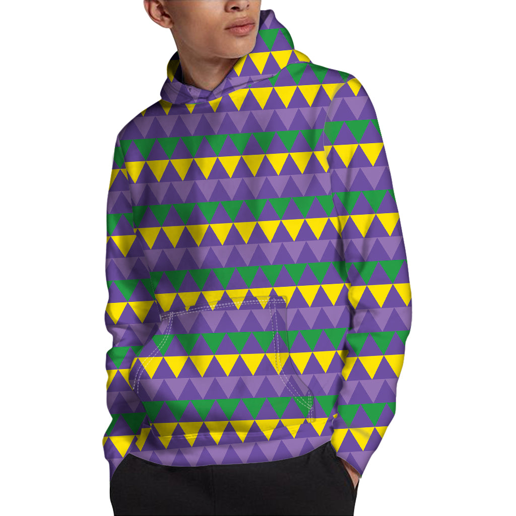 Geometric Mardi Gras Pattern Print Pullover Hoodie